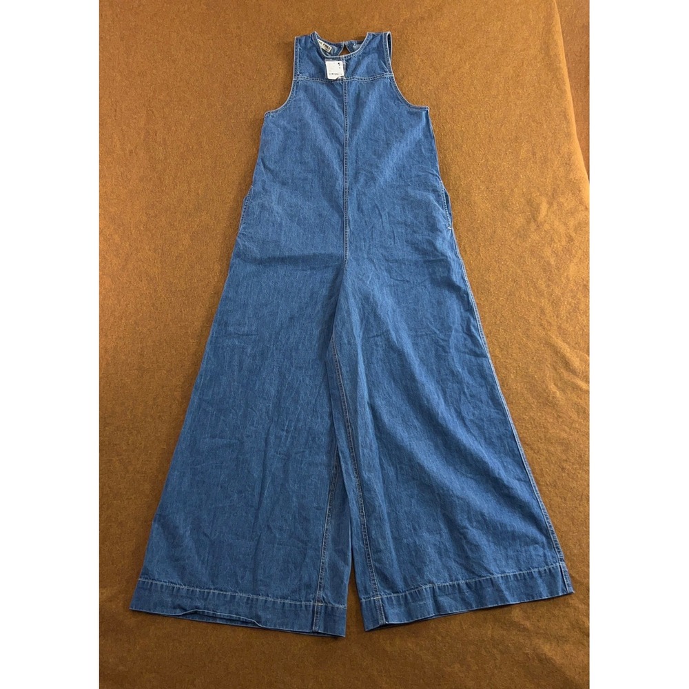 Free People Womens XS Blue Heavy Eyes Wide Leg Denim Jumpsuit NWT